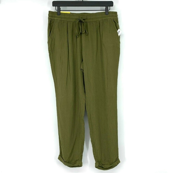 Old Navy Pants - Old Navy Olive Green Straight Crinkle Pants
